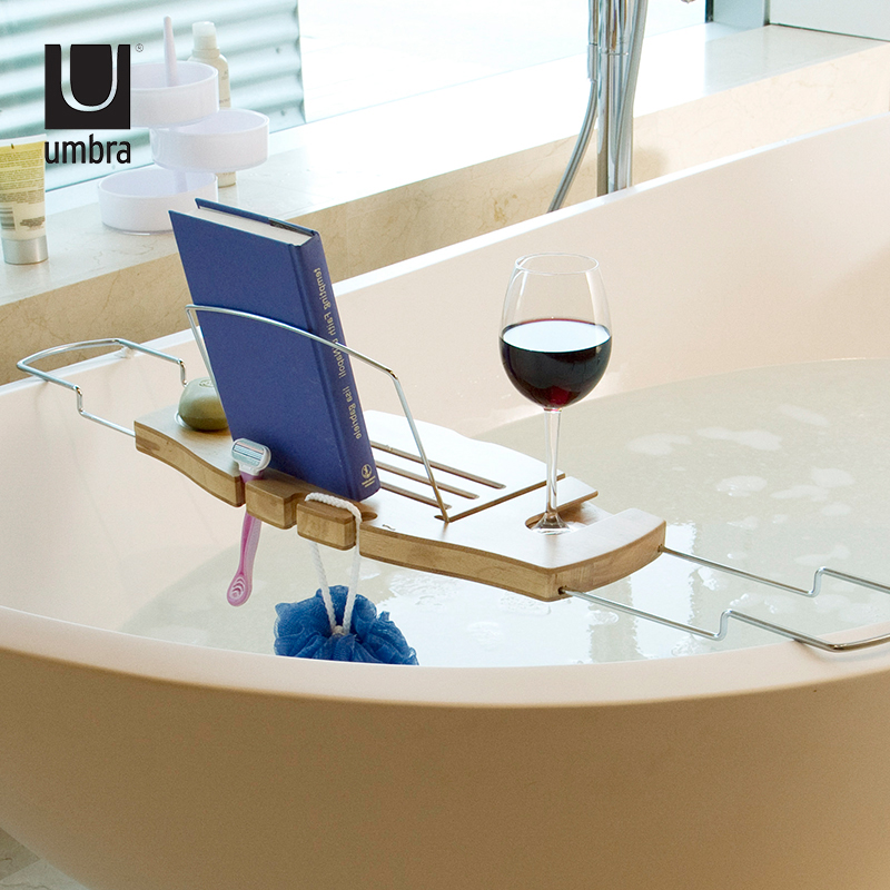 Umbra 阿库拉浴缸架平板电脑笔记本架防滑红酒架浴室浴缸置物角架