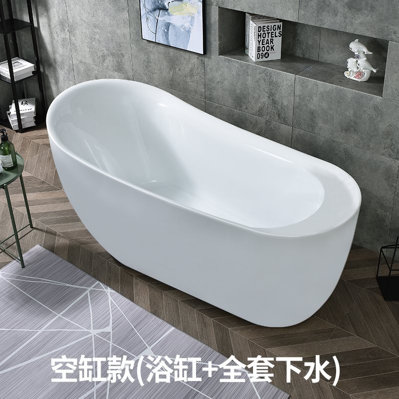 白海豚浴缸家用亚克力独立式成人浴盆一体欧式贵妃浴池椭圆大浴缸