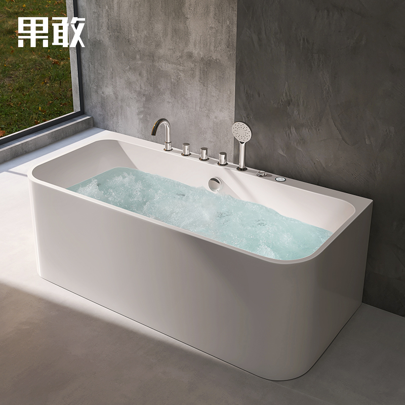 果敢日式家用亚克力浴盆冲浪按摩恒温无缝单双人1.2-1.8米浴缸