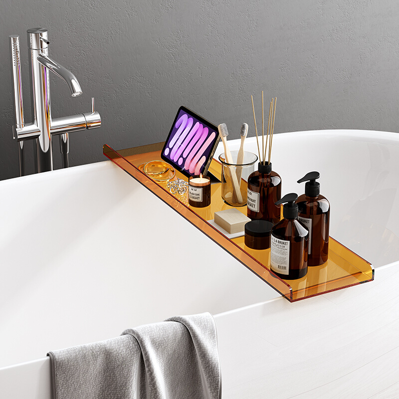 亚克力置物架浴室SPA浴缸架泡澡手机防水隔板简约轻奢收纳托盘