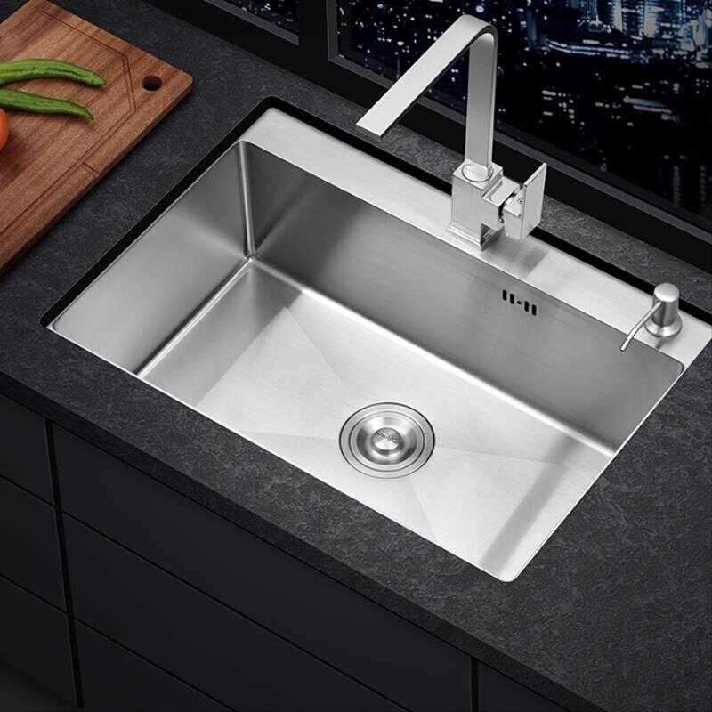 厨房卫浴 高低水槽黑色纳米304不锈钢手K工单槽厨房台下盆洗菜