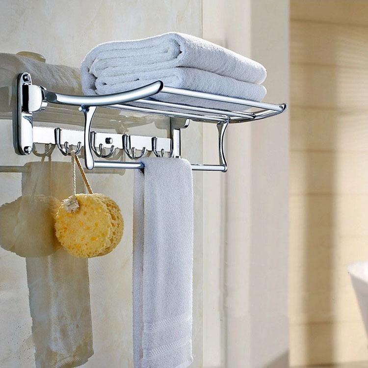 架浴巾毛巾浴室卫生间折叠不锈钢置物架挂件打孔免五金304卫浴式