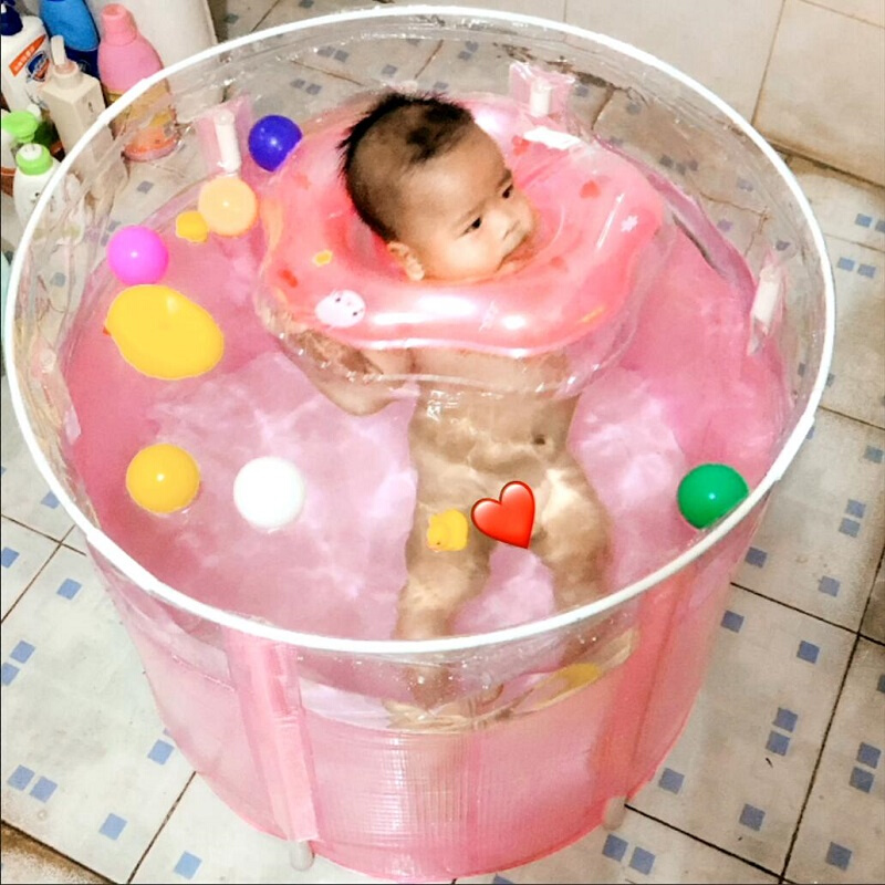 儿童透明浴桶可折叠浴缸婴儿宝宝小孩游泳桶池泡澡桶家用洗澡盆大