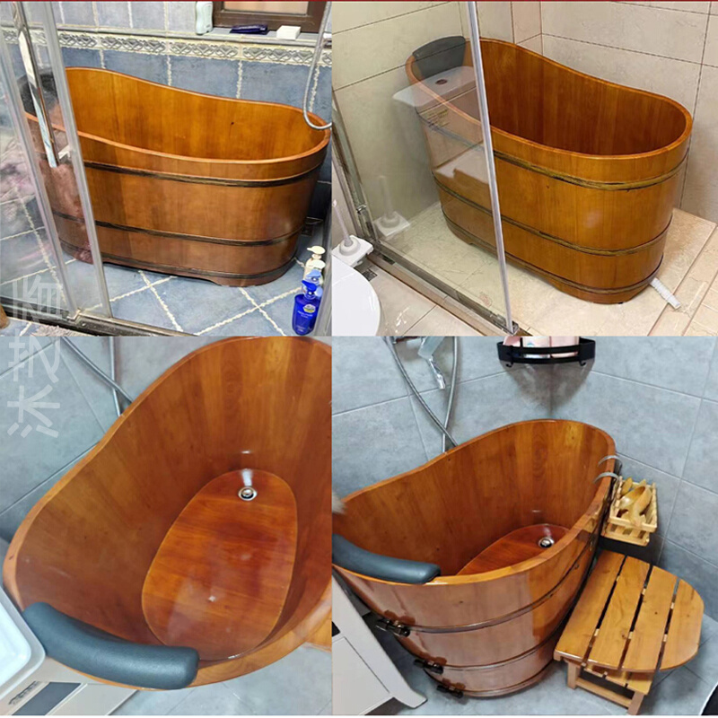 橡木成人泡澡木桶小户型木质浴桶大人全身洗澡熏蒸实木浴缸家用桶
