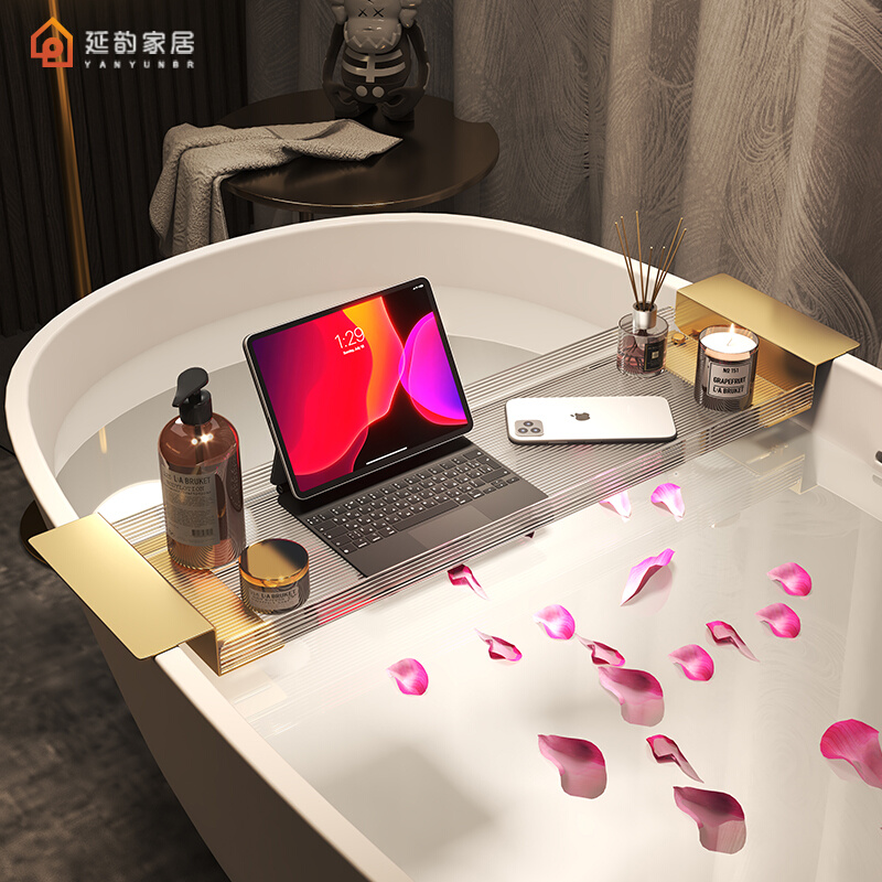 轻奢浴室透明亚克力浴缸置物架卫生间泡澡洗澡间浴盆收纳架子网红