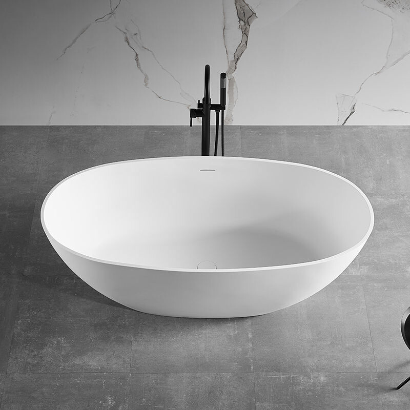 人造石浴缸小户型一体式独立式椭圆网红双人铝制石浴缸家庭浴缸
