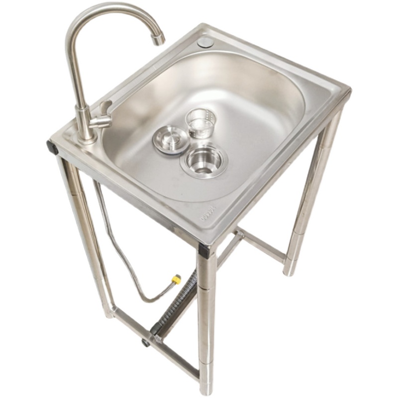 家用厨房不锈钢水槽洗菜盆洗碗池单槽落地支架水池简易稳固洗手盆