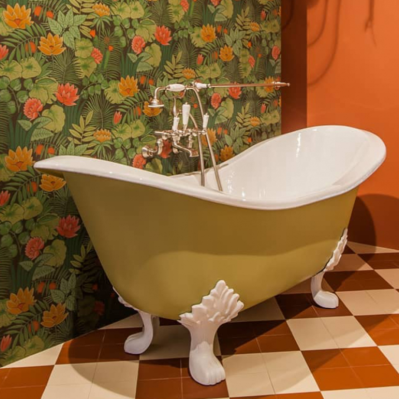 美景P6搪瓷铸铁贵妃浴缸欧式独立式仿古典大浴盆定制颜色尺寸1.5M