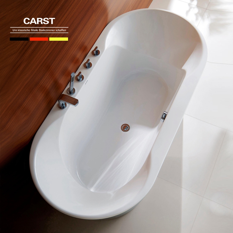 德国CARST独立式浴缸家用亚克力黑色椭圆形一体免安装成人浴盆