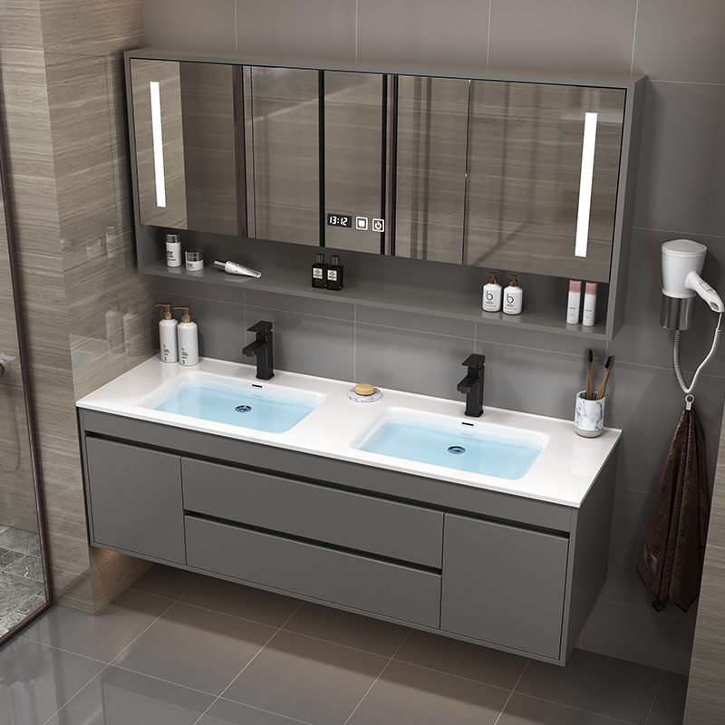 【支持定制】北欧简约设计师实木智能浴室柜组合洗漱台卫浴洗脸盆