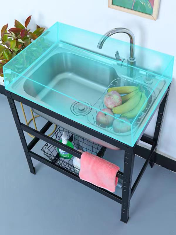 厨房加厚304不锈钢水槽简易带支架洗手盆家用水池洗菜盆洗碗池