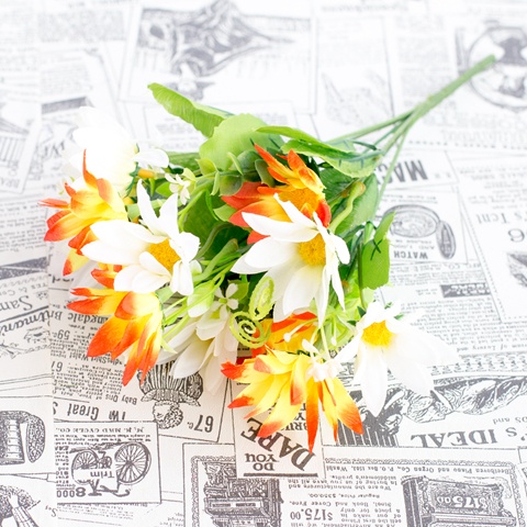 单支假花仿真花束雏菊塑料花客厅布艺装饰摆设插花卉小把干花绢花