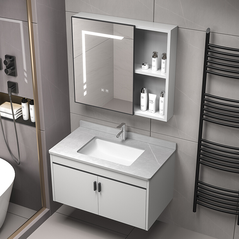 太空铝浴室柜组合小户型卫生间洗脸盆陶瓷一体洗手盆卫浴柜洗漱台