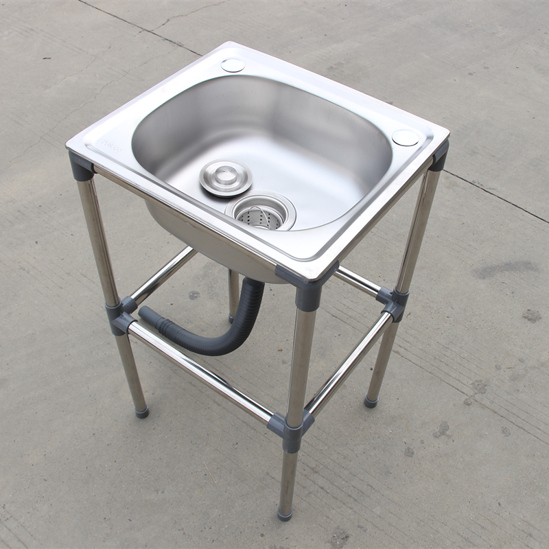 厨房加厚不锈钢洗菜盆单槽带支架洗碗池单池带架子洗手洗菜洗碗盆