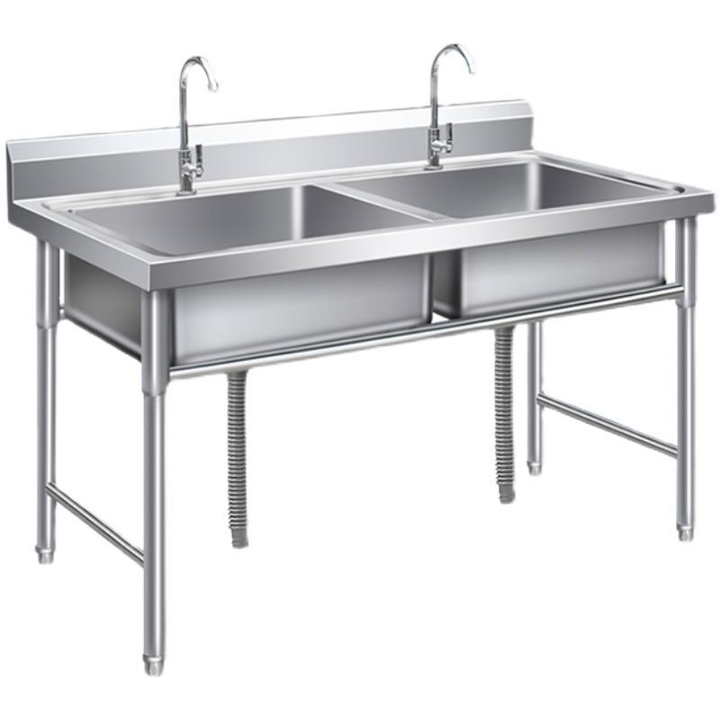 304水槽不锈钢商用洗菜盆单槽洗手盆洗碗池双槽带支架洗面盆厨房