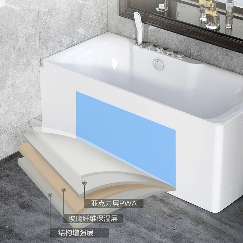 九牧亚克力浴缸小户型浴缸卫生间独立式浴池家用成人普通浴盆Y078