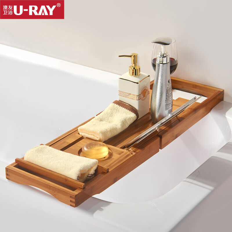 浴缸架伸缩式防滑竹制卫生间置物架板浴室多功能架浴缸置物架竹制