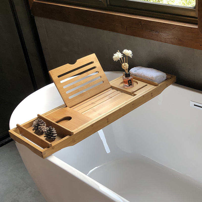 竹制浴缸置物架浴缸架置物板浴缸板盖板支架泡澡置物架桶托盘浴枕