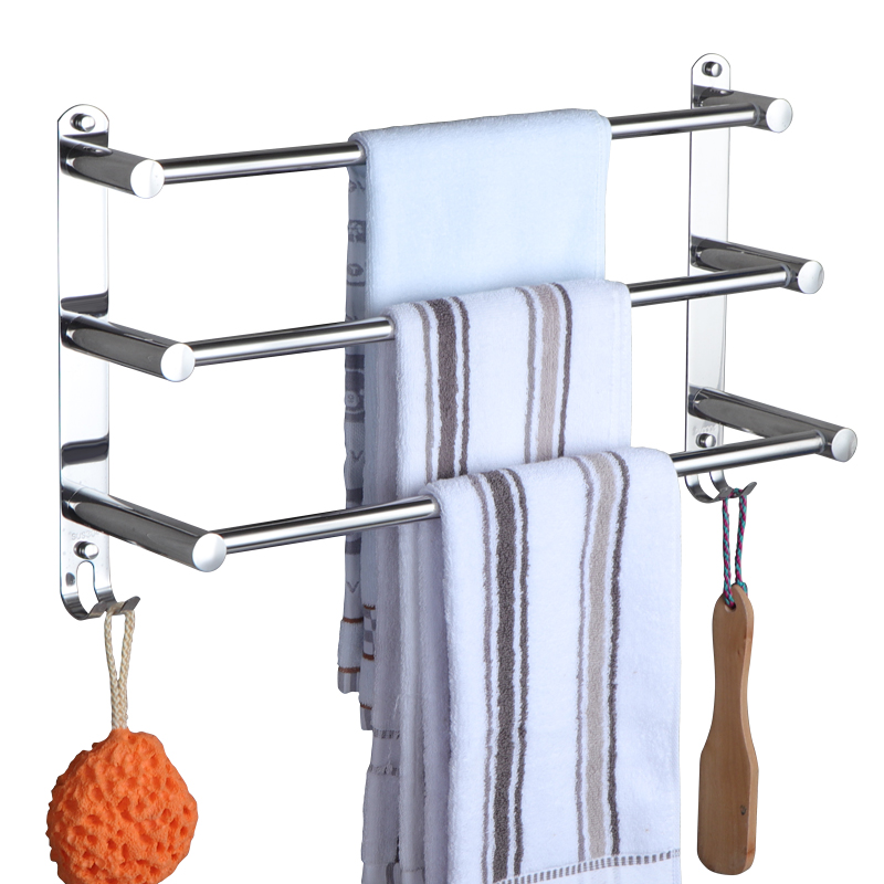毛巾杆免打孔卫生间可伸缩浴室双杆壁挂毛巾架厕所浴巾单杆不锈钢