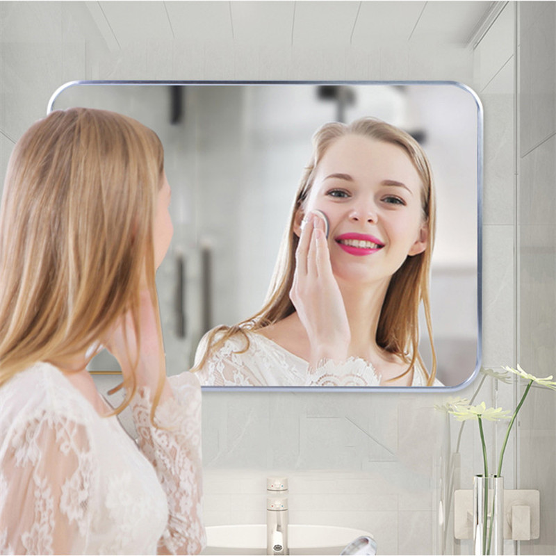 铝合金镜子浴室镜带框卫生间镜简约现代壁挂自粘洗手间卫浴化妆镜