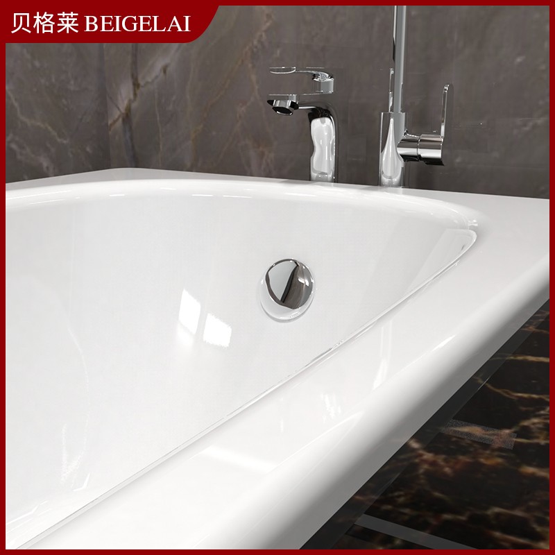 速发搪瓷单人浴盆卫生间方形成人铸铁浴缸家用小户型嵌入式陶瓷1.