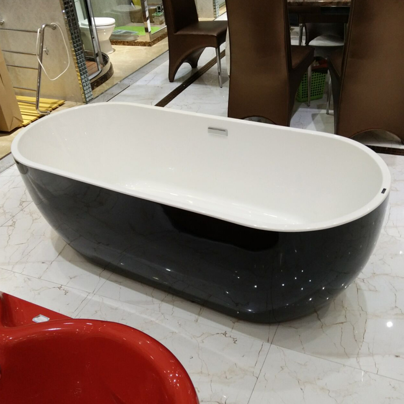 时尚椭圆形亚克力独m立式浴盆 时尚薄边浴缸双人移动澡盆1.7米包