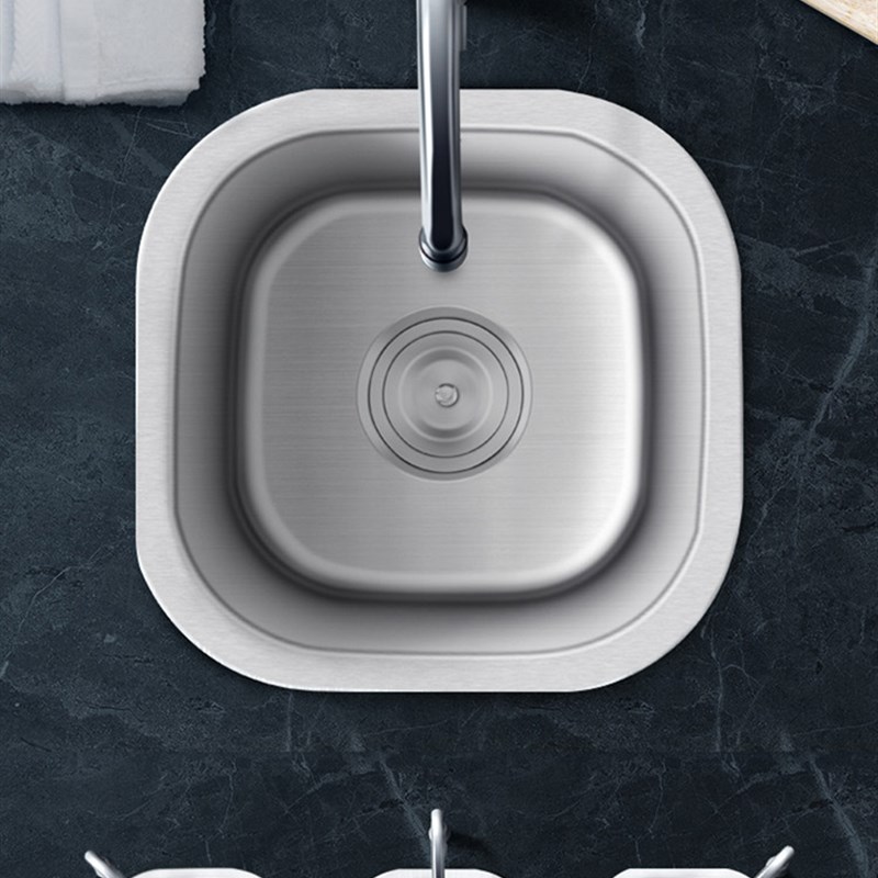 速发厨房单槽SUS304不锈钢拉丝台下洗衣机水槽迷你盆加厚小单盆搓