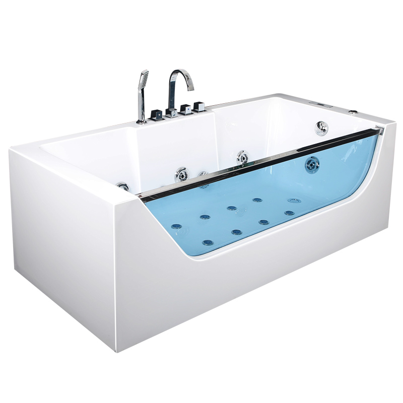 尚雷仕冲浪按摩浴缸恒温加热家用独立式小户型亚克力智能玻璃浴盆