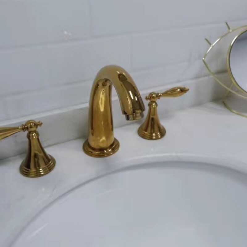 欧式四件套水龙头浴室柜洗手分体组合龙头三孔面盆四孔水龙头把手