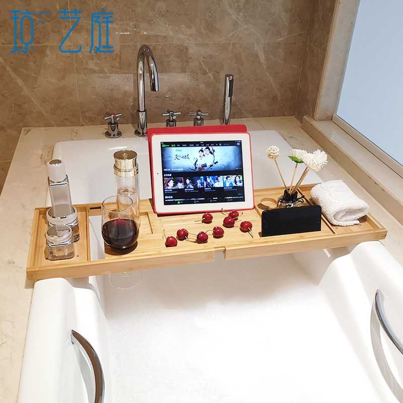 浴缸置物架欧式伸缩防滑多功能泡澡手机架卫生间浴盆浴桶平板支架