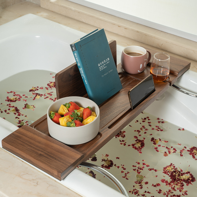 新Y98U实木浴缸架浴缸配件泡澡支架圆形浴缸置物板双人欧式浴缸置