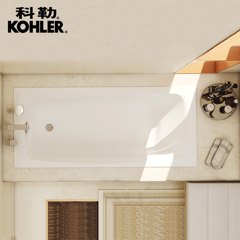 科勒浴缸嵌入式小户型搪瓷浴盆洗澡卫生间家用成人泡澡盆铸铁浴缸
