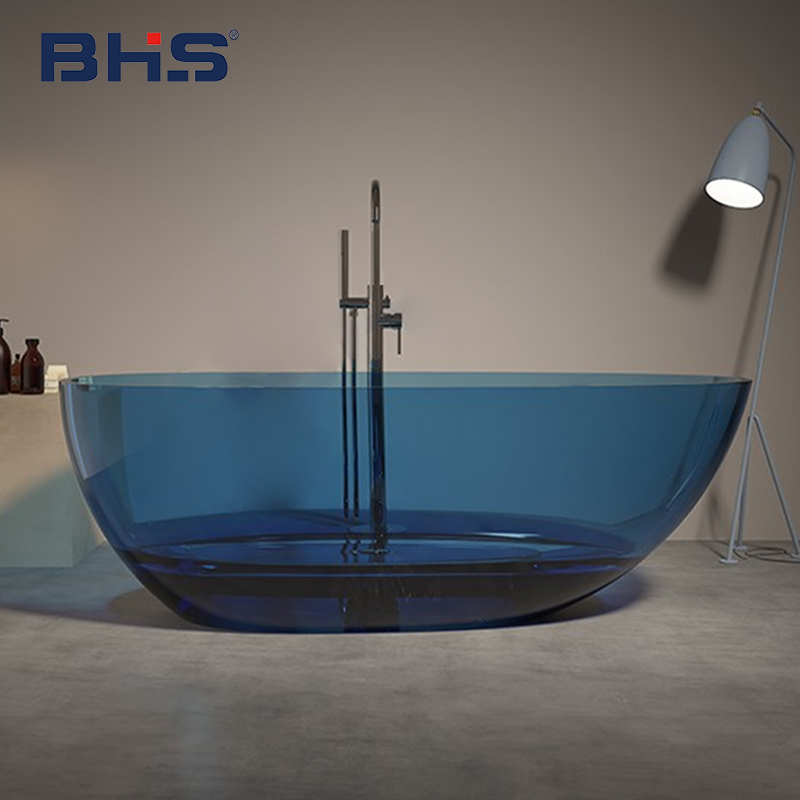 贝鸿斯水晶浴缸彩色透明缸人造石独立式情侣浴缸酒店民宿专用浴盆