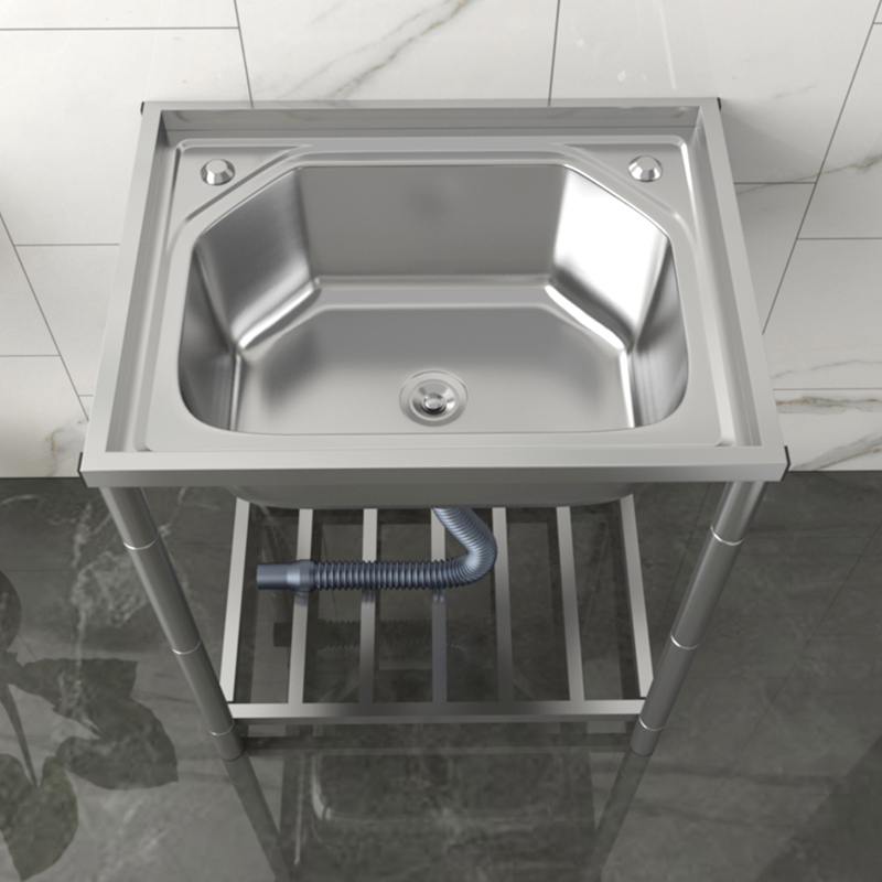 厨房304不锈钢洗菜盆水槽单槽双槽加厚大号家用带支架一体洗手盆