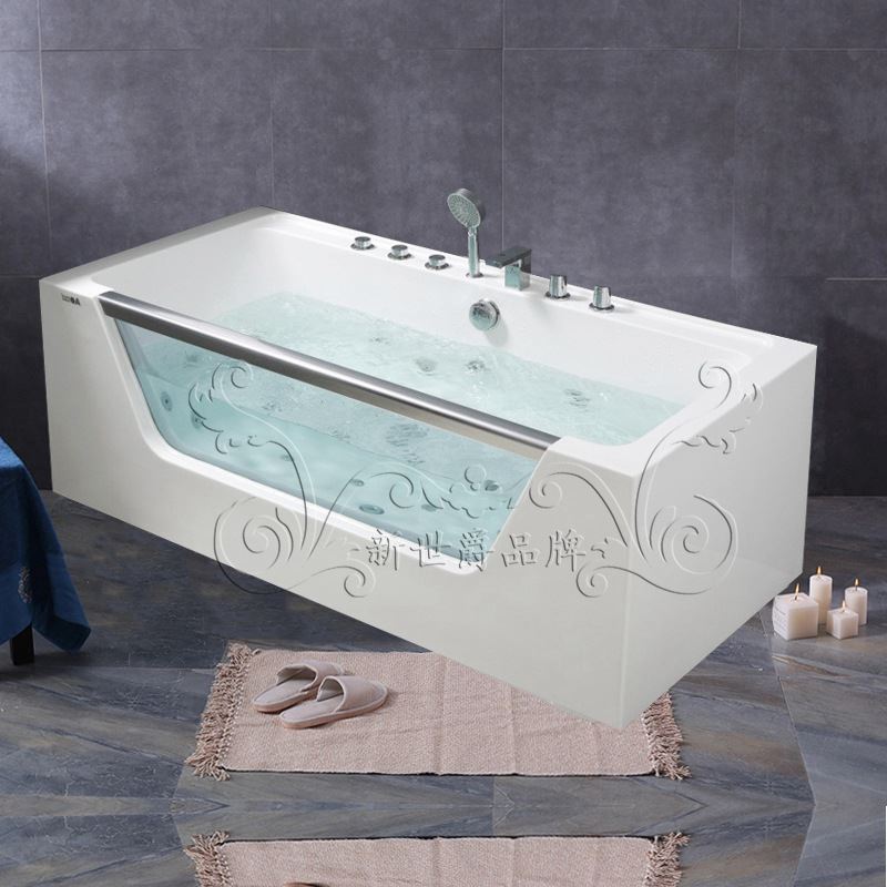 定制新世爵按摩冲浪独立缸家用长方形亚克力浴缸洗澡沐浴盆泡澡卫