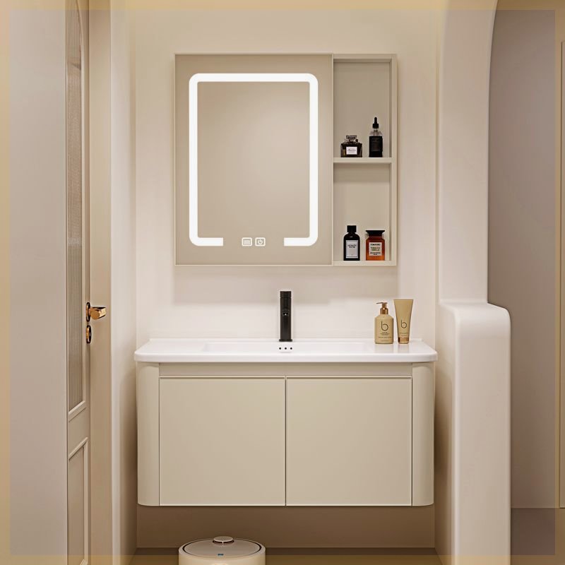 卡科摩斯奶油风太空铝浴室柜组合圆角陶瓷一体洗手洗脸盆柜卫浴柜