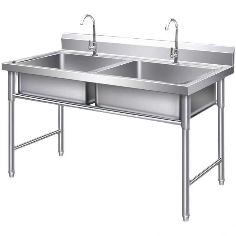 新款304商用不锈钢水槽水池双槽三池洗碗洗菜洗衣洗手盆单池支架