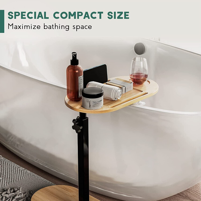 竹制浴室架浴缸收纳置物架野餐便携桌子平板支架卫浴架托盘