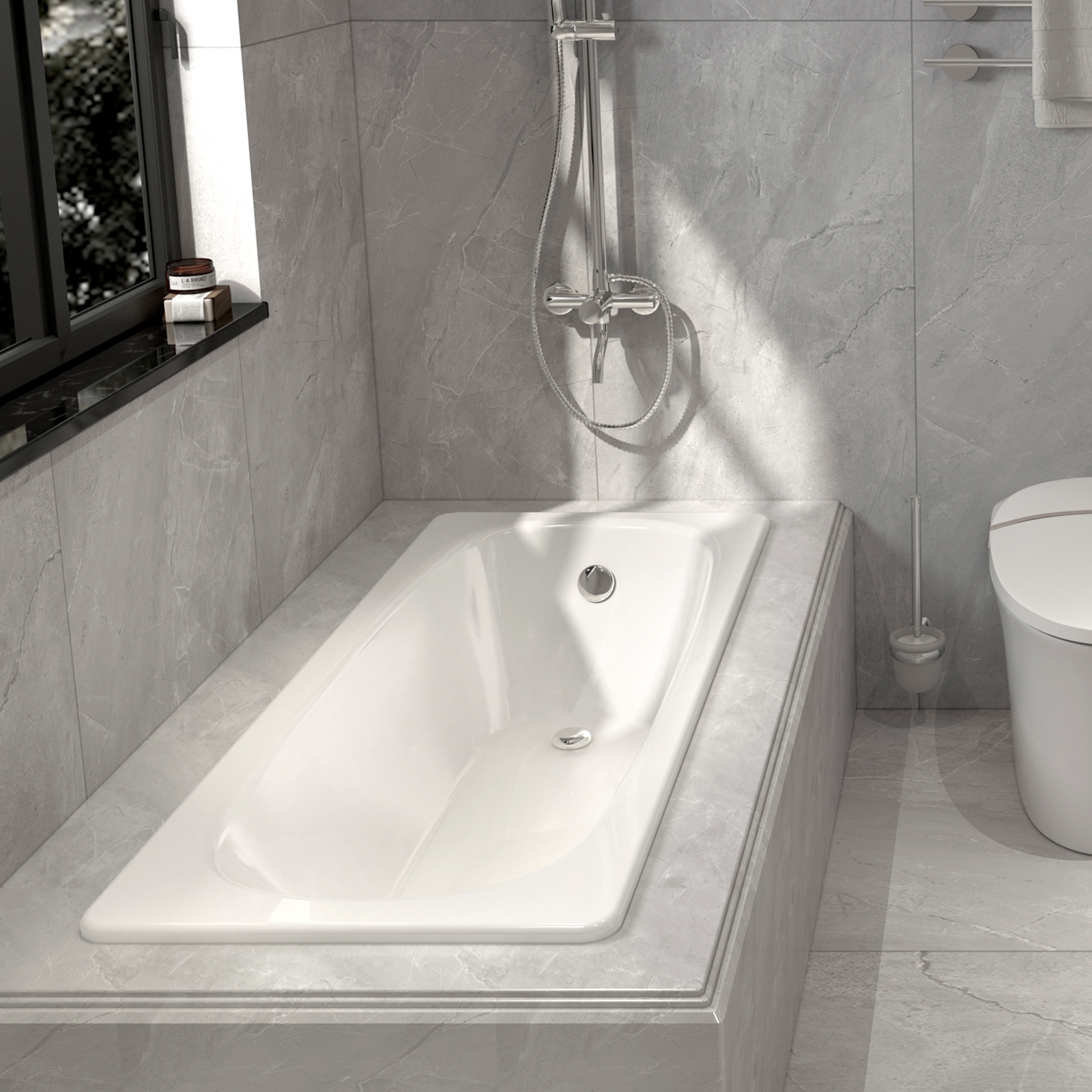 椭圆搪瓷单人卫生间方形铸铁陶瓷嵌入式浴缸家用小户型成人贝格莱