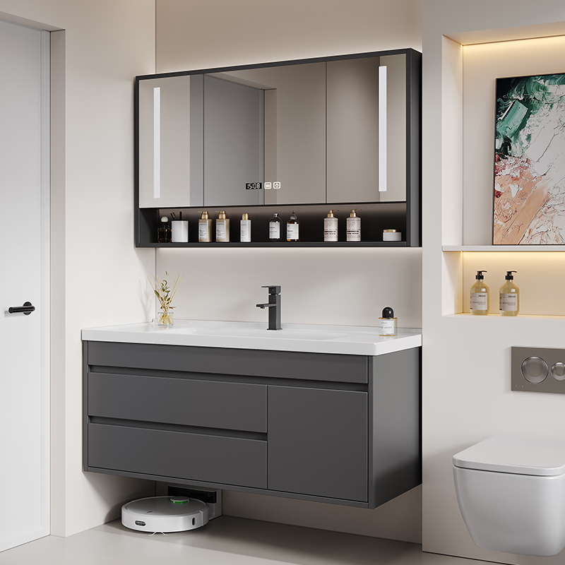 智能简约浴室柜组合小户型卫生间洗脸盆一体陶瓷洗手池洗漱洗手台