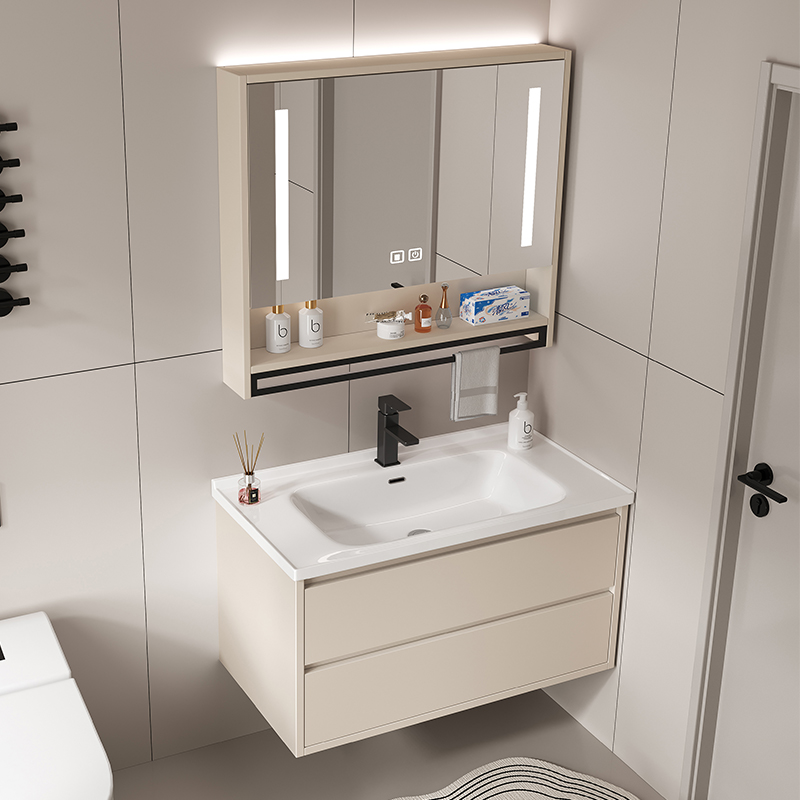 实木智能浴室柜陶瓷一体盆卫生间洗手洗脸盆柜组合套装简约洗漱台