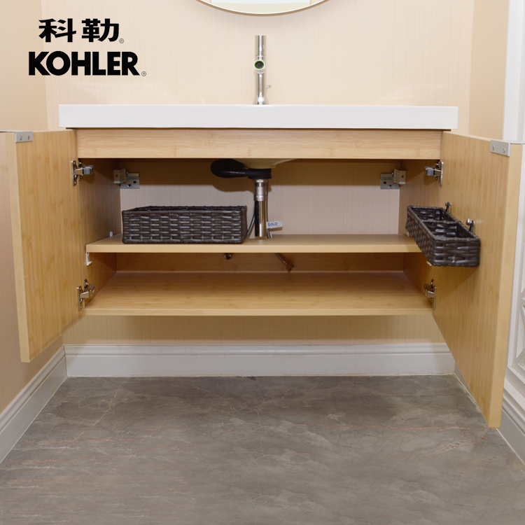 科勒浴室柜组合现代简约 45470/45471竹木纹柜台浴室储物柜浴室柜
