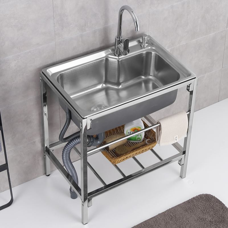 厨房水台柜洗菜盆套装带架子不绣钢锈钢水池简易洗手盆免打孔水槽