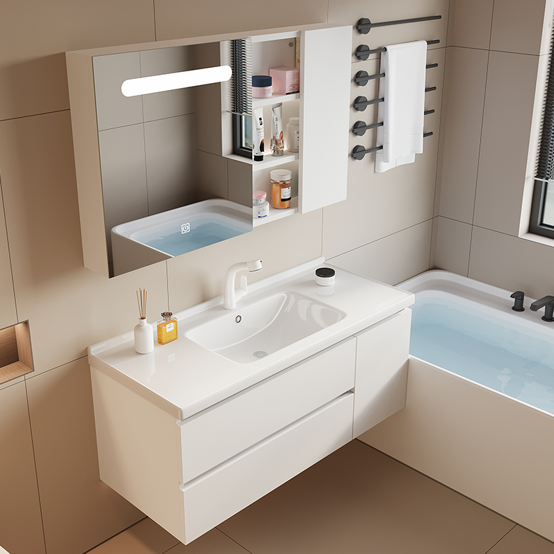 智能浴室柜陶瓷一体盆洗脸池洗手盆柜组合现代简约卫生间洗漱台