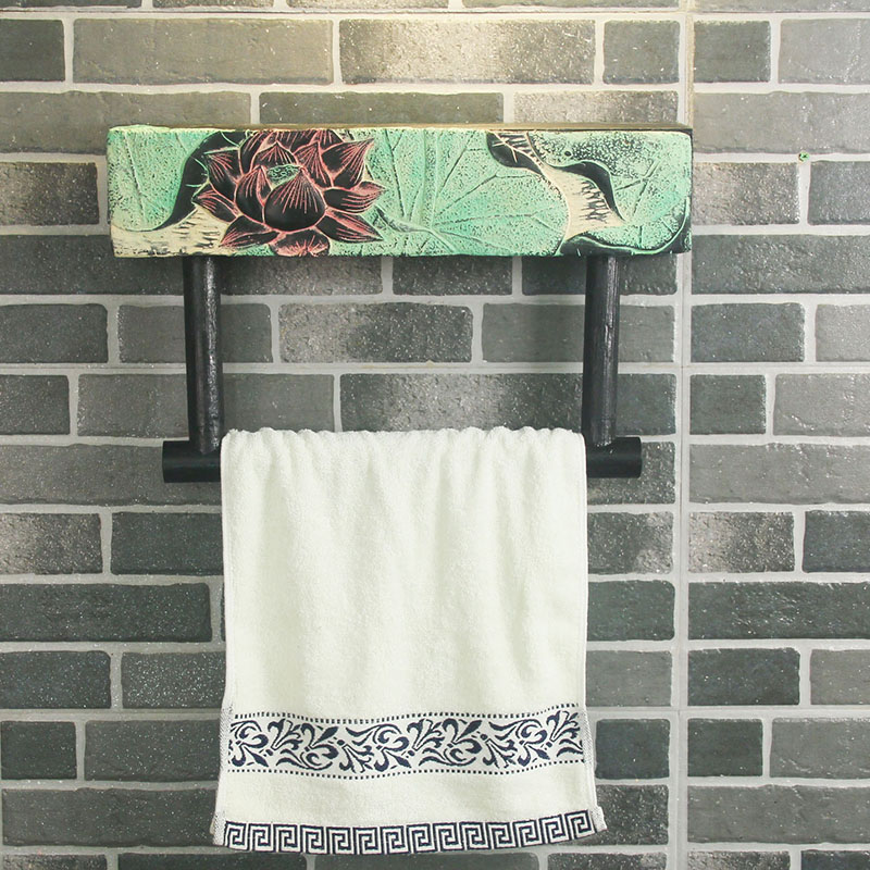 新中式艺术卫浴装饰品挂件创意毛巾架浴室卫生间晾衣架荷叶毛巾挂