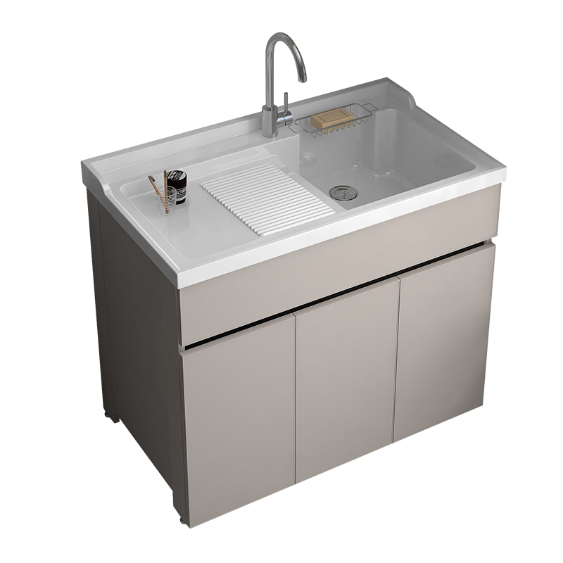 太空铝阳台洗衣机柜带搓板洗手池水槽浴室柜户外家用一体台盆定制