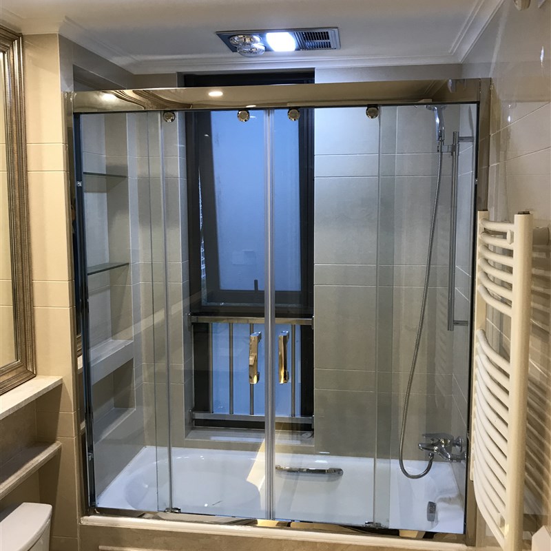 上海浴缸挡水玻璃屏风定制折叠屏风隔断卫生间不锈钢淋浴房定制