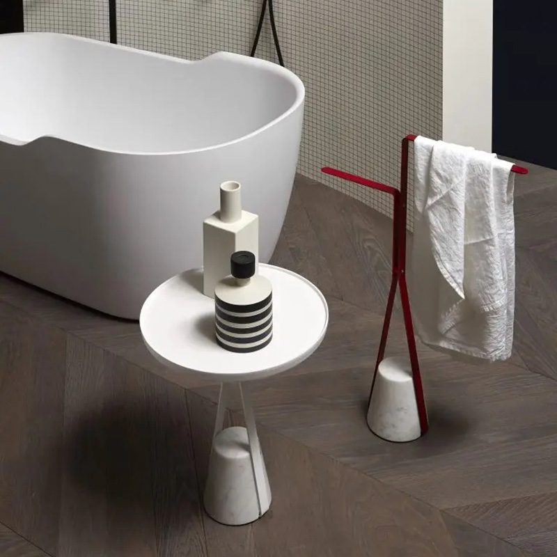 轻奢大理石浴室落地可移动浴缸茶几卫生间浴巾角架置物架牙刷架