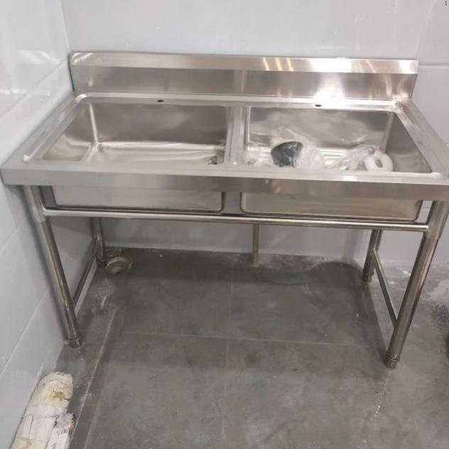 不锈钢水槽水池加厚银色学校解冻池洗涤槽工厂单双槽三槽餐厅家用