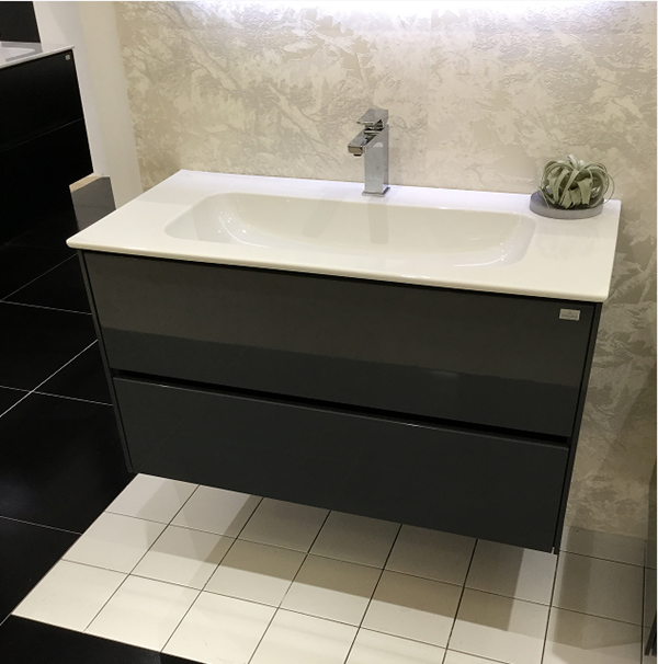 唯宝天际系列浴室柜台盆一体洗脸柜B63900RQ镜子B308L100黑色1米